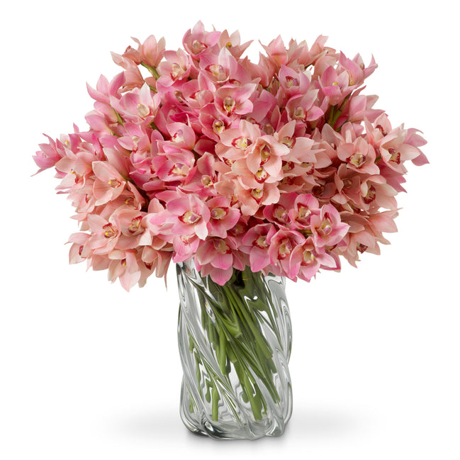 Buchet de orhidee Cymbidium, roz și piersică, cu aspect natural, 36 fire