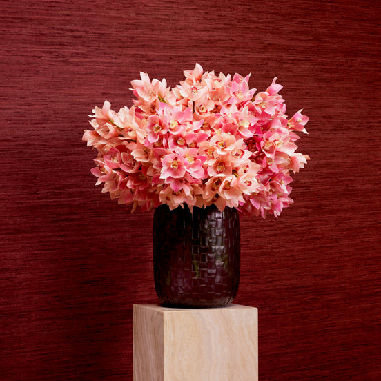 Buchet de orhidee Cymbidium, roz și piersică, cu aspect natural, 36 fire