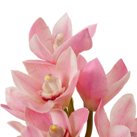 Buchet de orhidee Cymbidium, roz și piersică, cu aspect natural, 36 fire