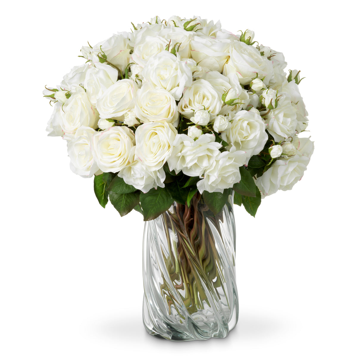 Buchet de trandafiri bicolori, alb, cu aspect natural, 72 fire