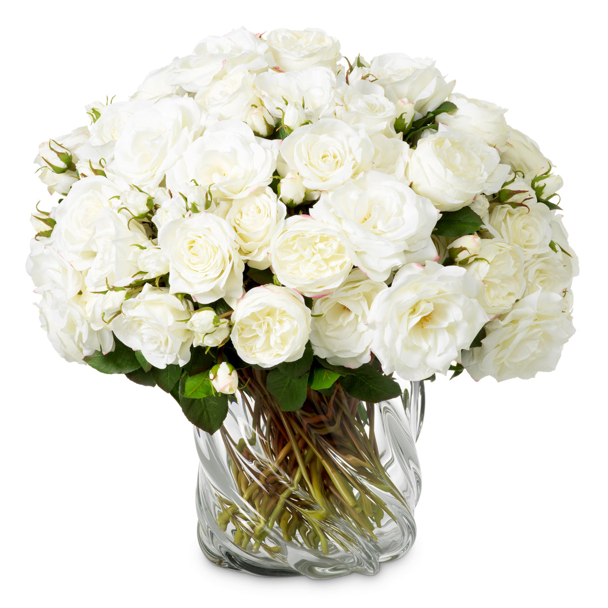 Buchet de trandafiri tricolori, alb, cu aspect natural, 72 fire