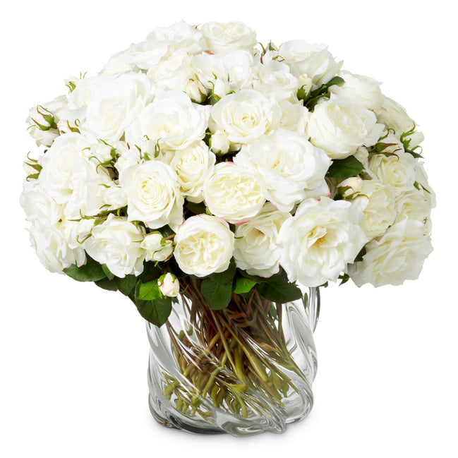 Buchet de trandafiri tricolori, alb, cu aspect natural, 72 fire
