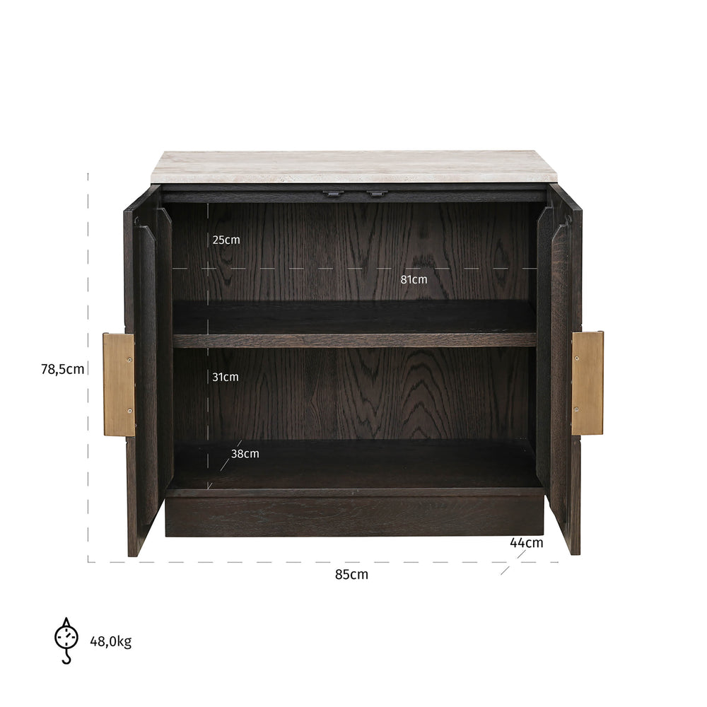 Bufet Claremont, maro, 2 uși – desen tehnic cu dimensiuni