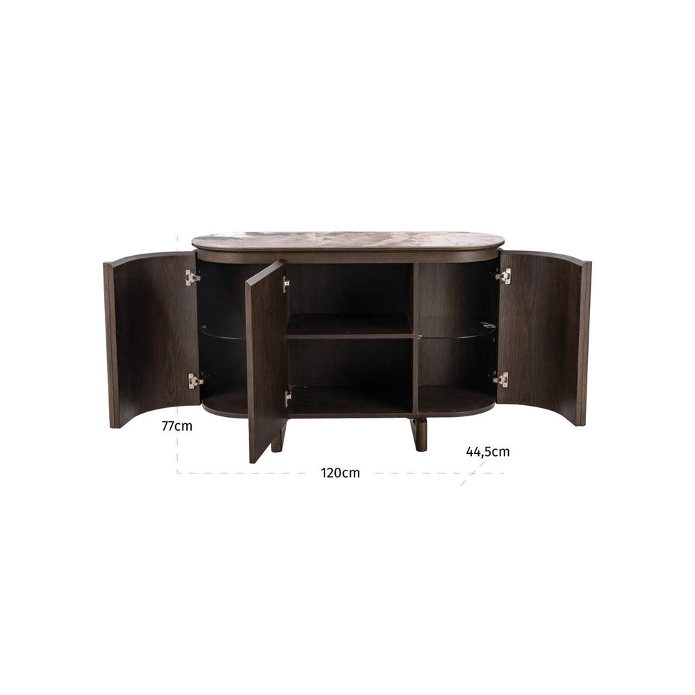 Bufet Langford, maro, 3 uși – desen tehnic cu dimensiuni