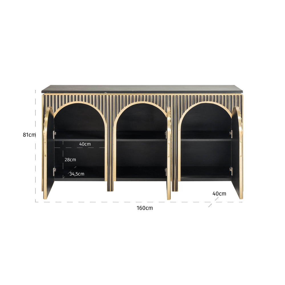 Bufet Les Arcs, auriu periat – desen tehnic cu dimensiuni