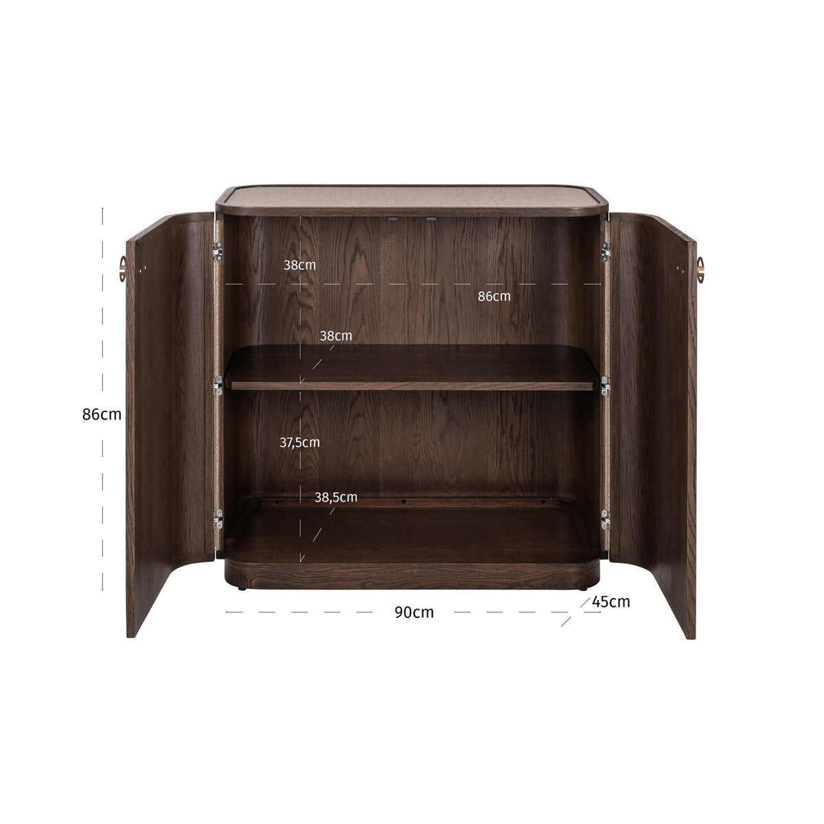 Bufet Willox, bej, 2 uși – desen tehnic cu dimensiuni