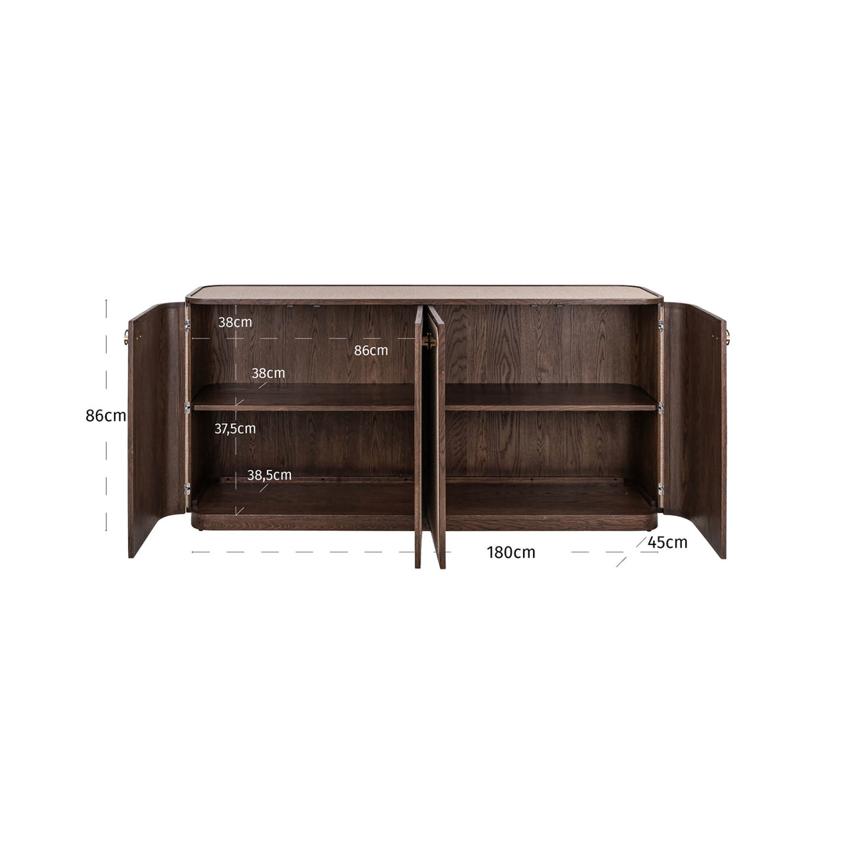 Bufet Willox, bej, 4 uși – desen tehnic cu dimensiuni