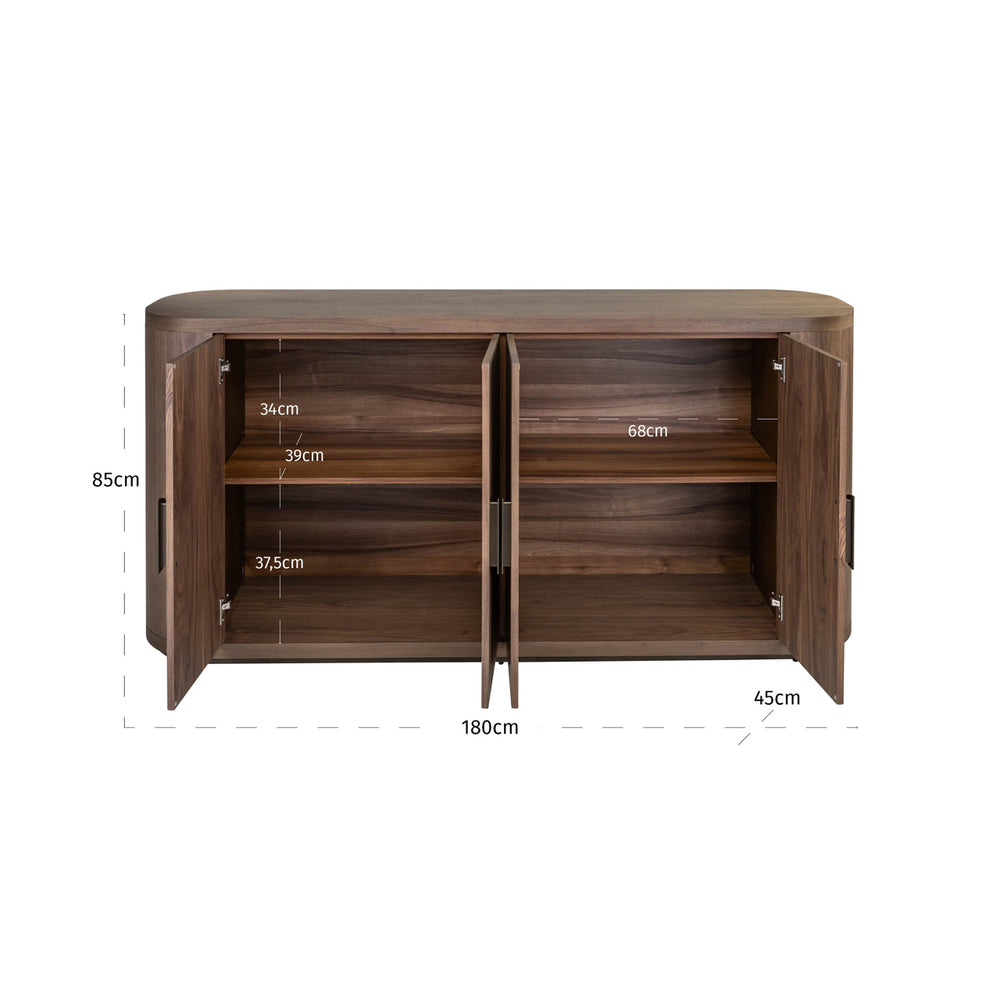 Bufet Windsor, nuc, 4 uși – desen tehnic cu dimensiuni