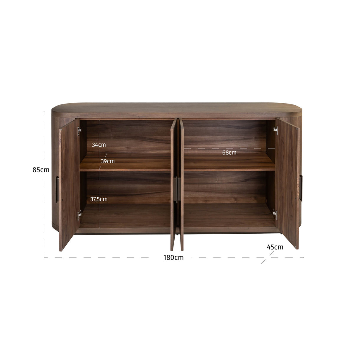 Bufet Windsor, nuc, 4 uși – desen tehnic cu dimensiuni