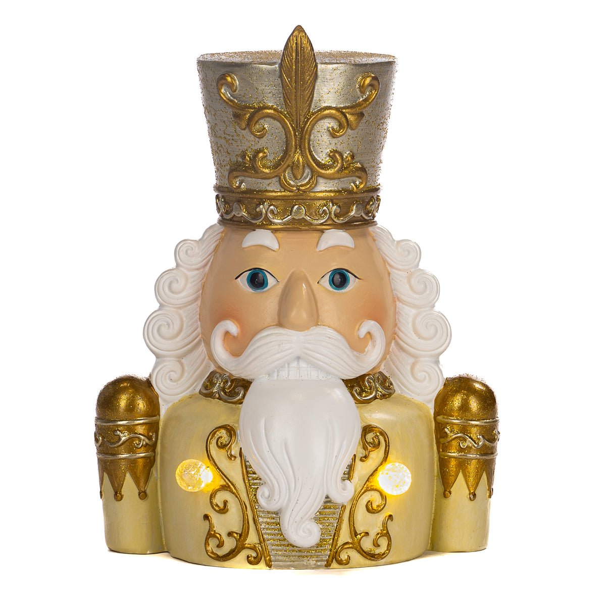 Bust de spărgător de nuci cu LED, crem/auriu, 22 cm