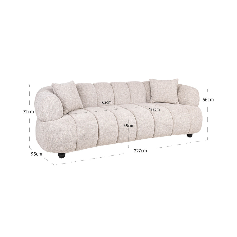 Canapea Amelia, fancy natural – desen tehnic cu dimensiuni