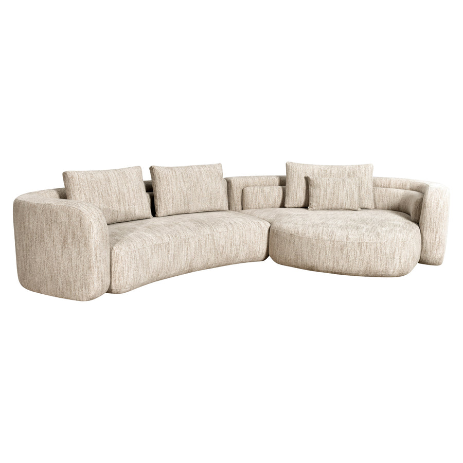 Canapea Angusto, softweave natural, cu șezlong dreapta