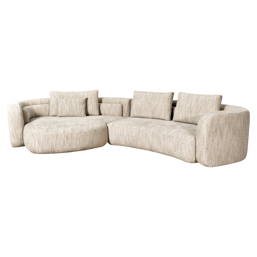 Canapea Angusto, softweave natural, cu șezlong stânga