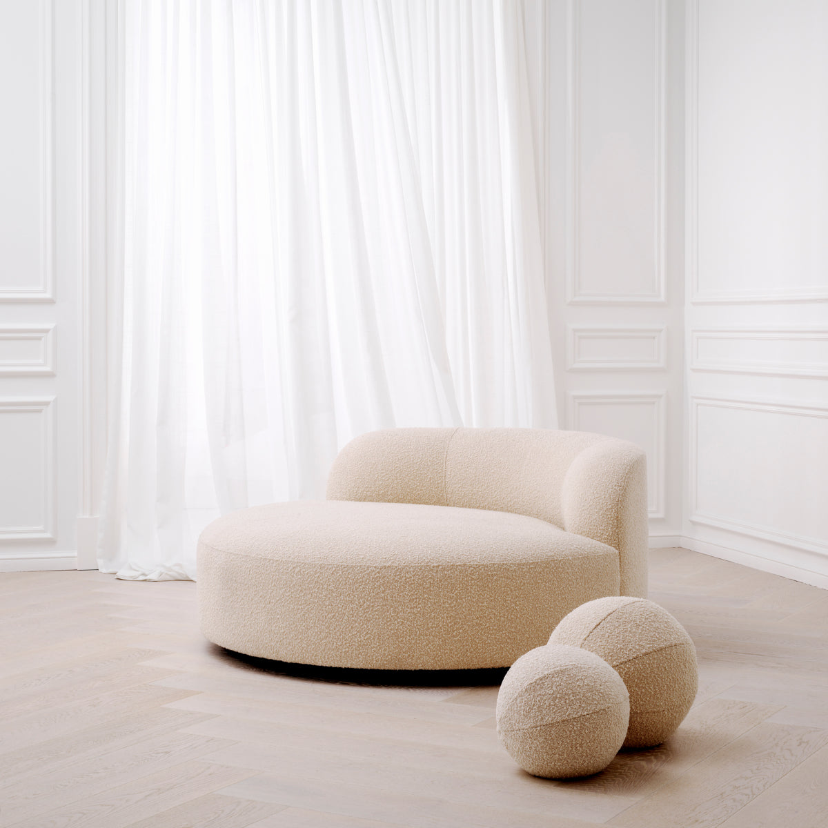 Canapea Björn Round bouclé crem