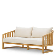Canapea de exterior Aruba, tec natural, cu perne Sunbrella canvas