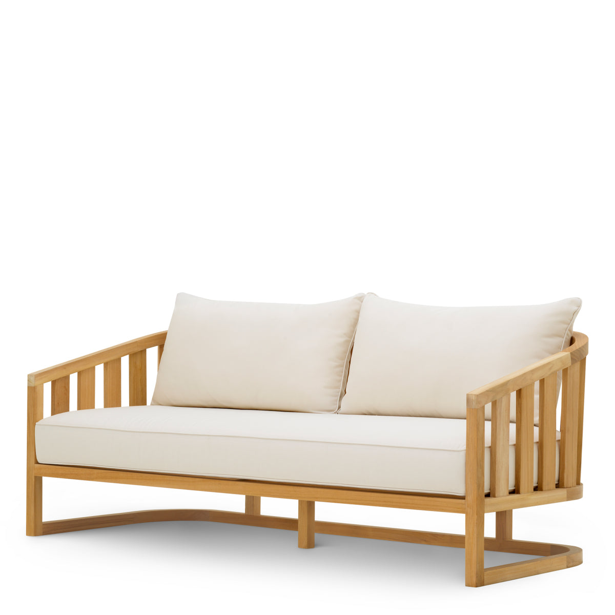 Canapea de exterior Aruba, tec natural, cu perne Sunbrella canvas