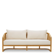Canapea de exterior Aruba, tec natural, cu perne Sunbrella canvas