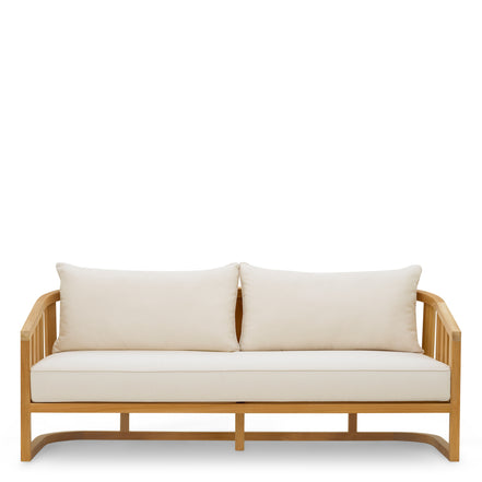 Canapea de exterior Aruba, tec natural, cu perne Sunbrella canvas