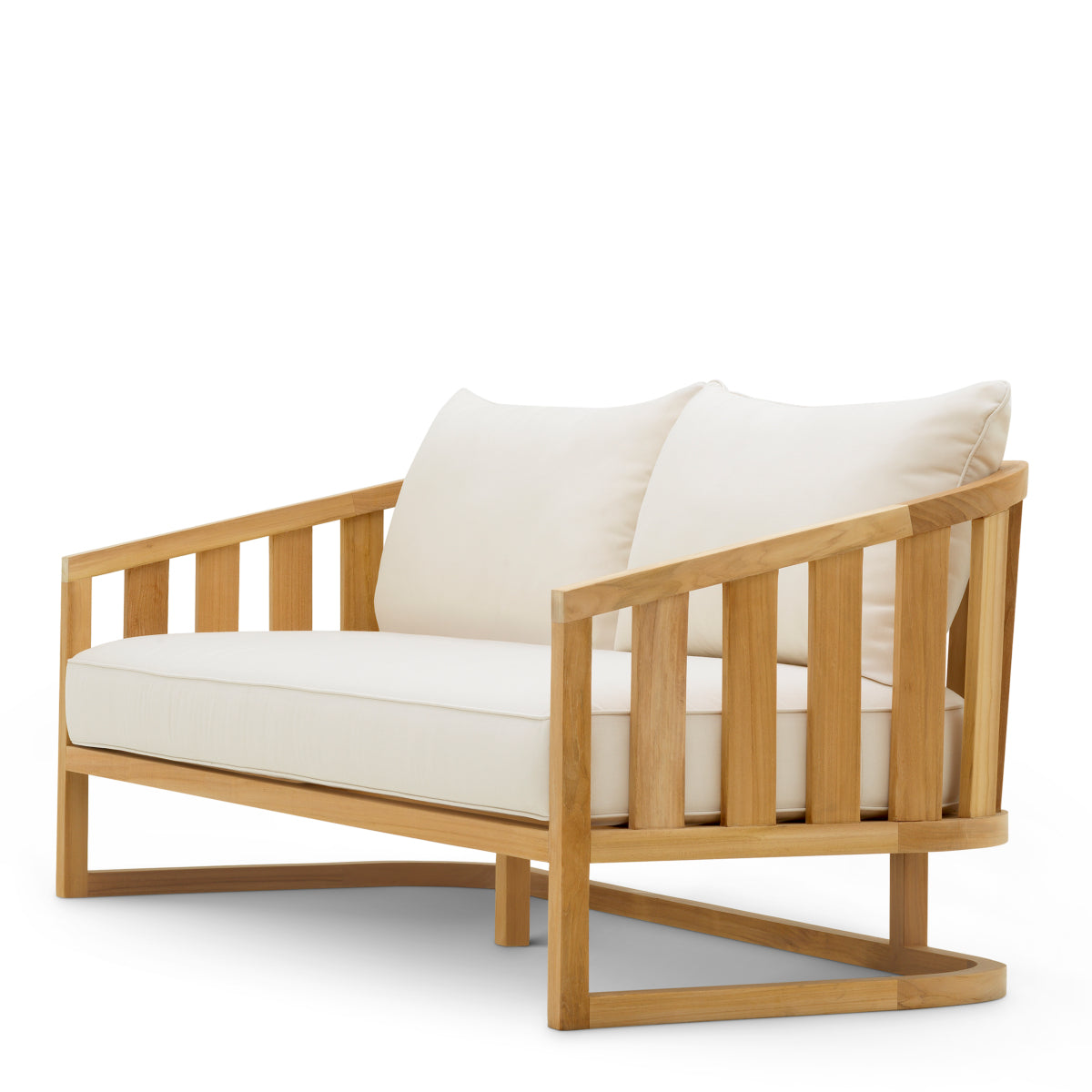 Canapea de exterior Aruba, tec natural, cu perne Sunbrella canvas