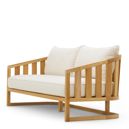 Canapea de exterior Aruba, tec natural, cu perne Sunbrella canvas