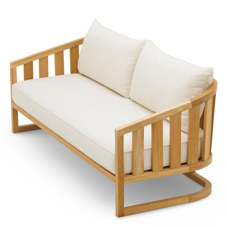 Canapea de exterior Aruba, tec natural, cu perne Sunbrella canvas