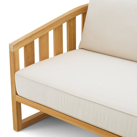 Canapea de exterior Aruba, tec natural, cu perne Sunbrella canvas