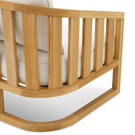 Canapea de exterior Aruba, tec natural, cu perne Sunbrella canvas