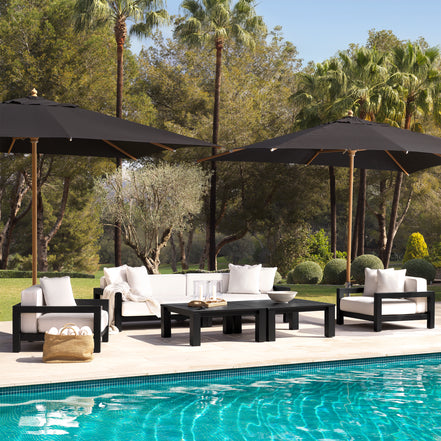 Canapea de exterior Cap-Antibes, negru, Sunbrella canvas