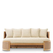 Canapea de exterior Marenzo, tec natural, ratan sintetic, cu perne arden natural