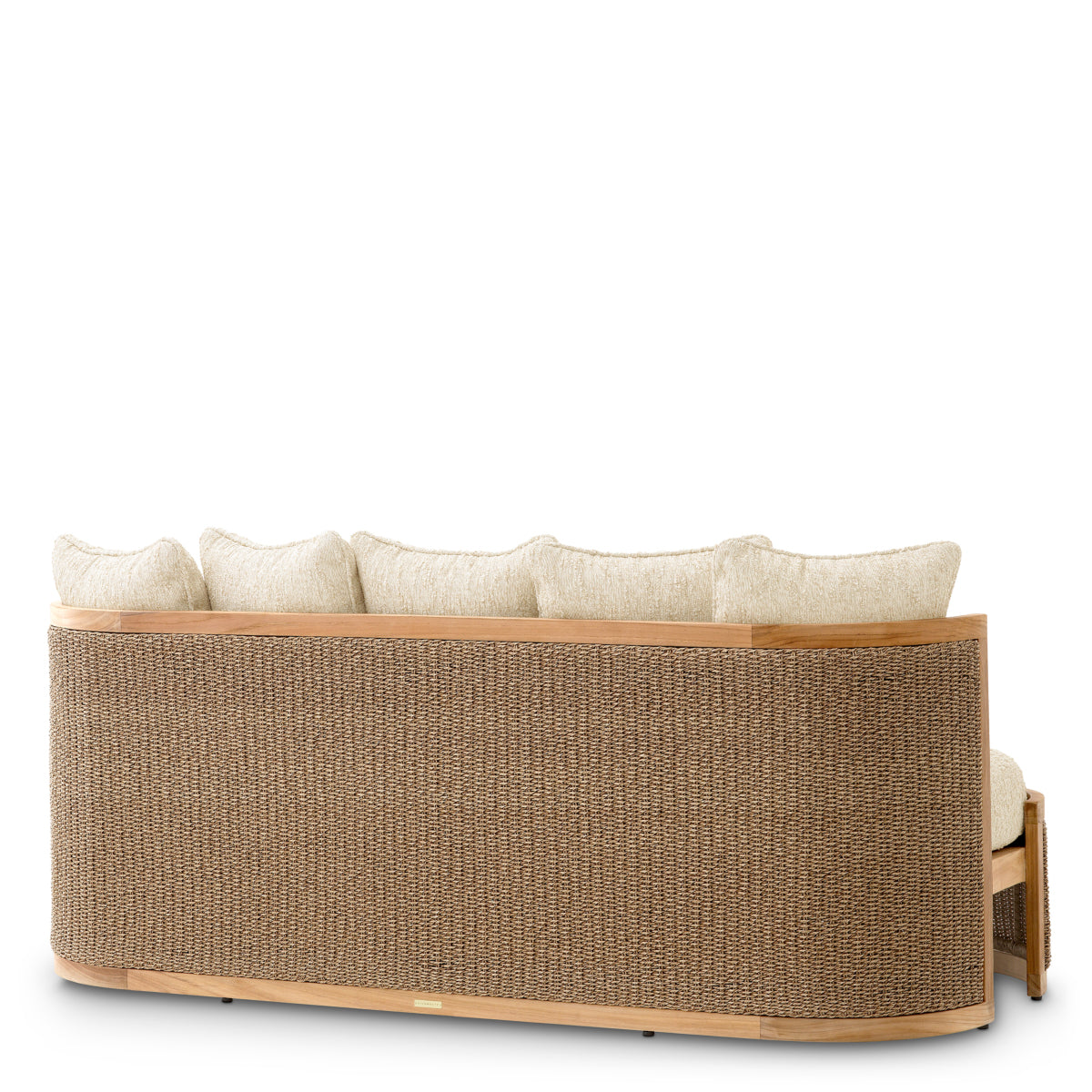 Canapea de exterior Marenzo, tec natural, ratan sintetic, cu perne arden natural