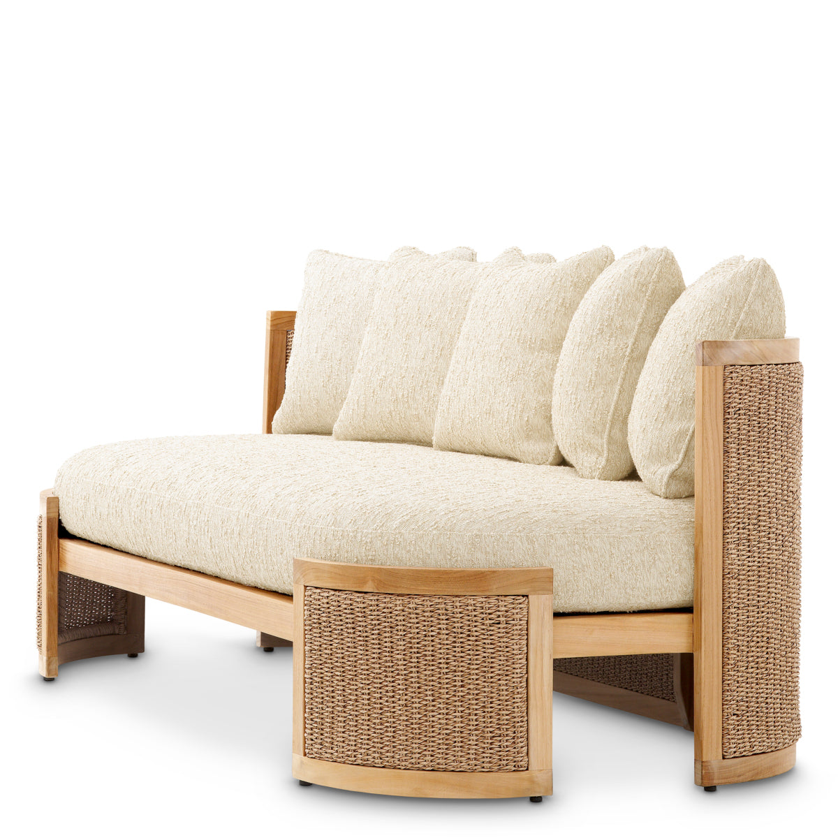 Canapea de exterior Marenzo, tec natural, ratan sintetic, cu perne arden natural