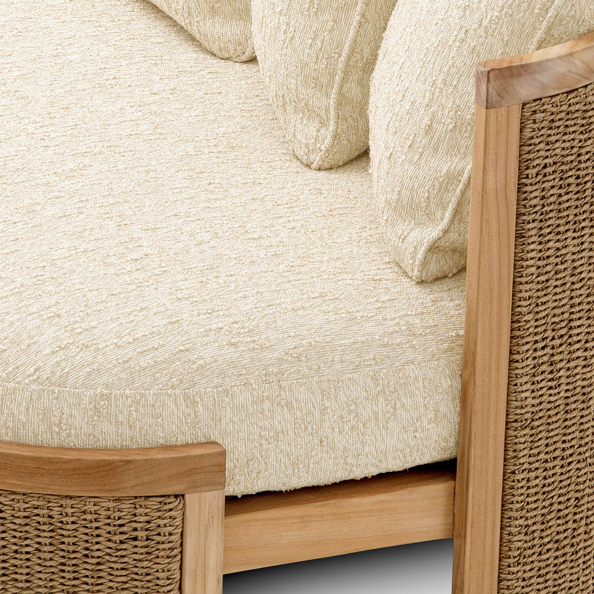Canapea de exterior Marenzo, tec natural, ratan sintetic, cu perne arden natural