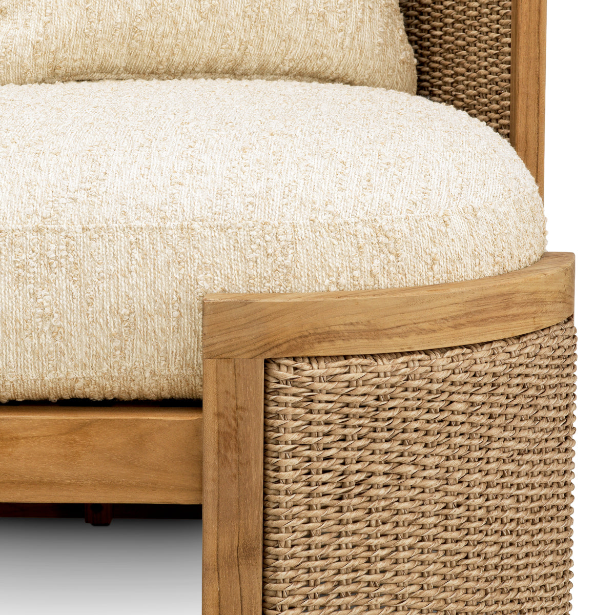 Canapea de exterior Marenzo, tec natural, ratan sintetic, cu perne arden natural