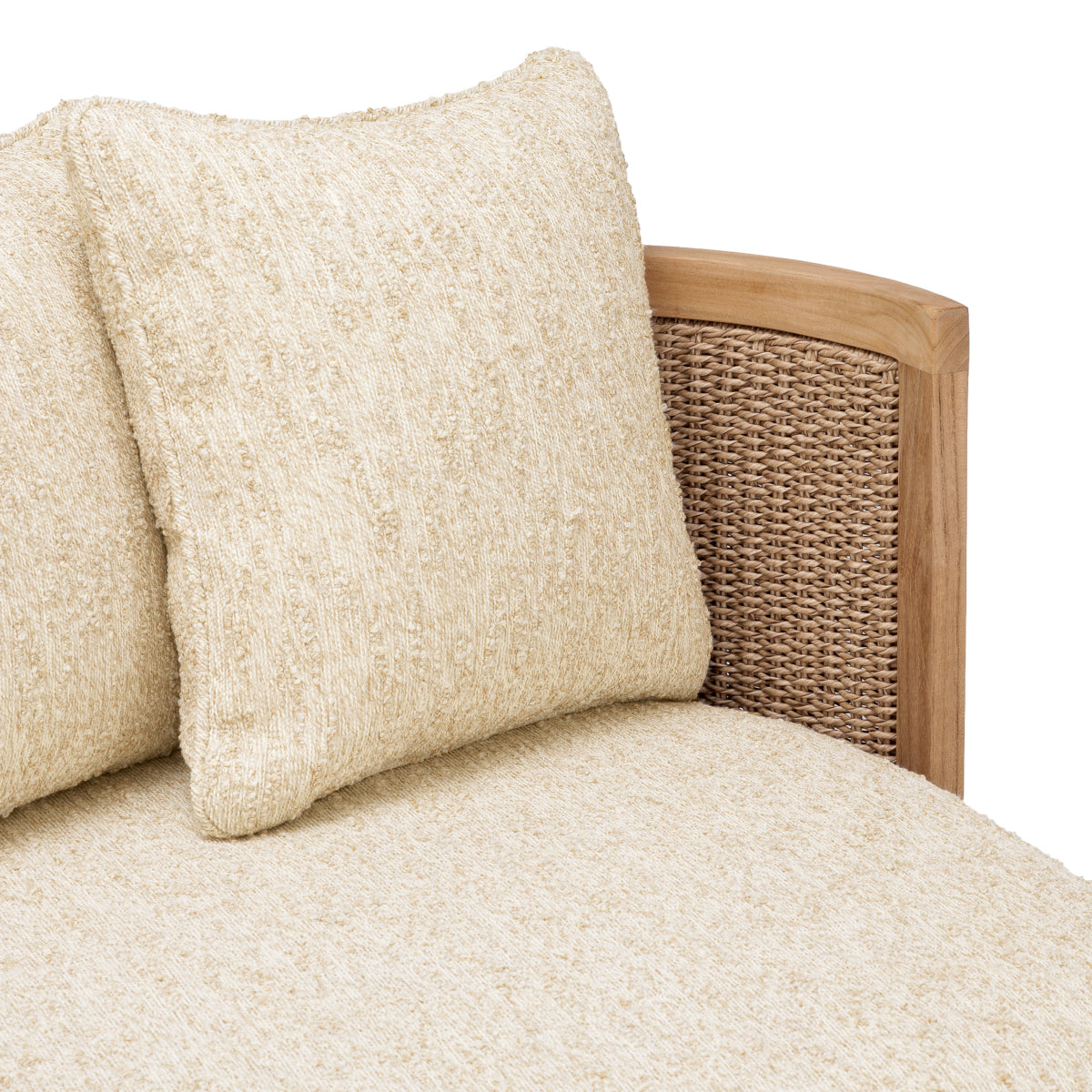 Canapea de exterior Marenzo, tec natural, ratan sintetic, cu perne arden natural