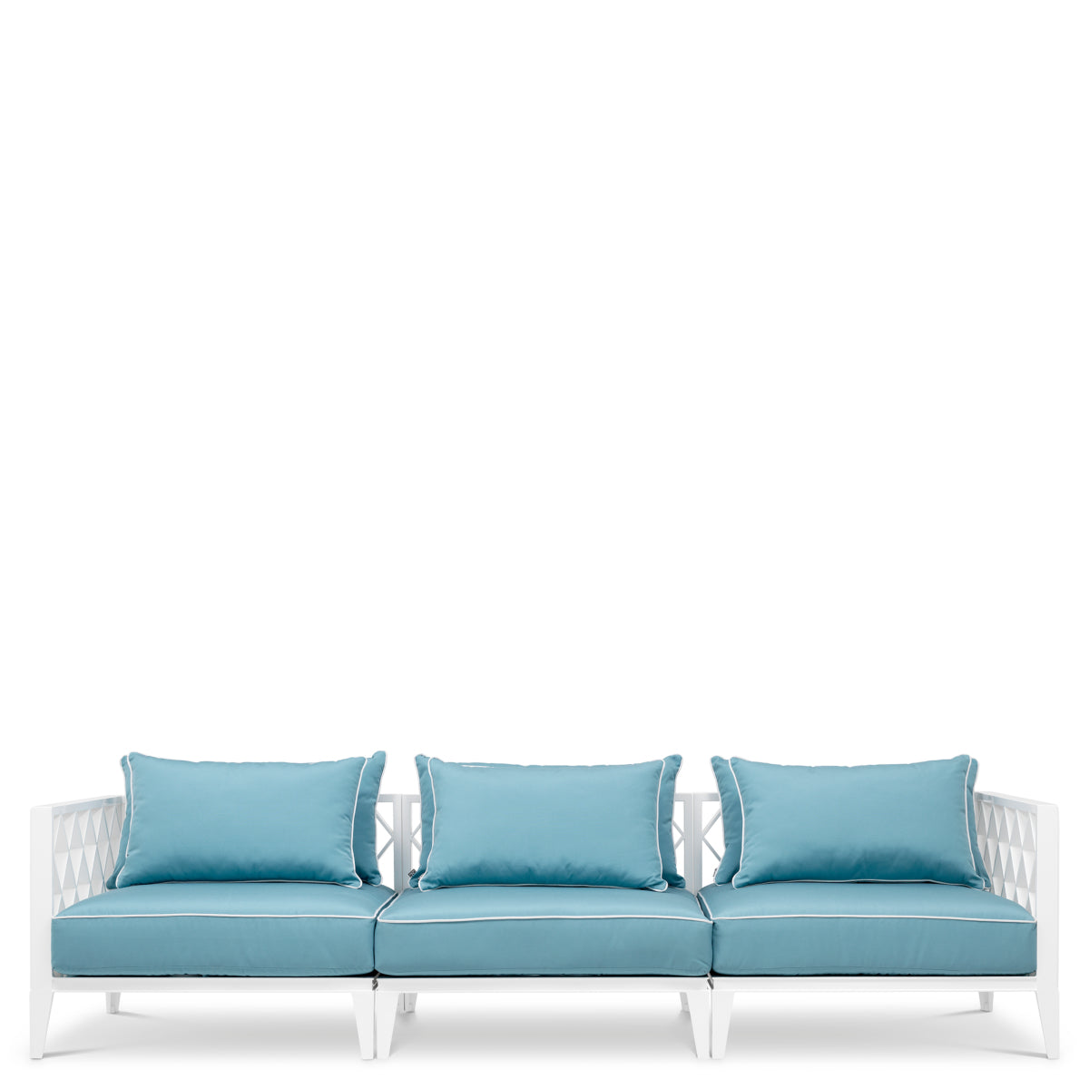 Canapea de exterior Ocean Club L, alb, Sunbrella mineral albastru
