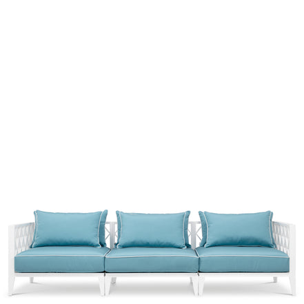 Canapea de exterior Ocean Club L, alb, Sunbrella mineral albastru