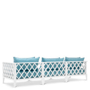 Canapea de exterior Ocean Club L, alb, Sunbrella mineral albastru