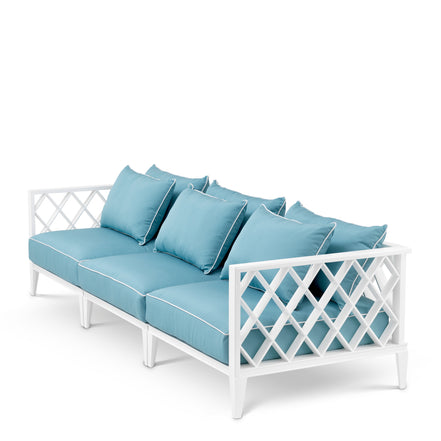 Canapea de exterior Ocean Club L, alb, Sunbrella mineral albastru