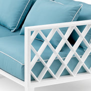 Canapea de exterior Ocean Club L, alb, Sunbrella mineral albastru