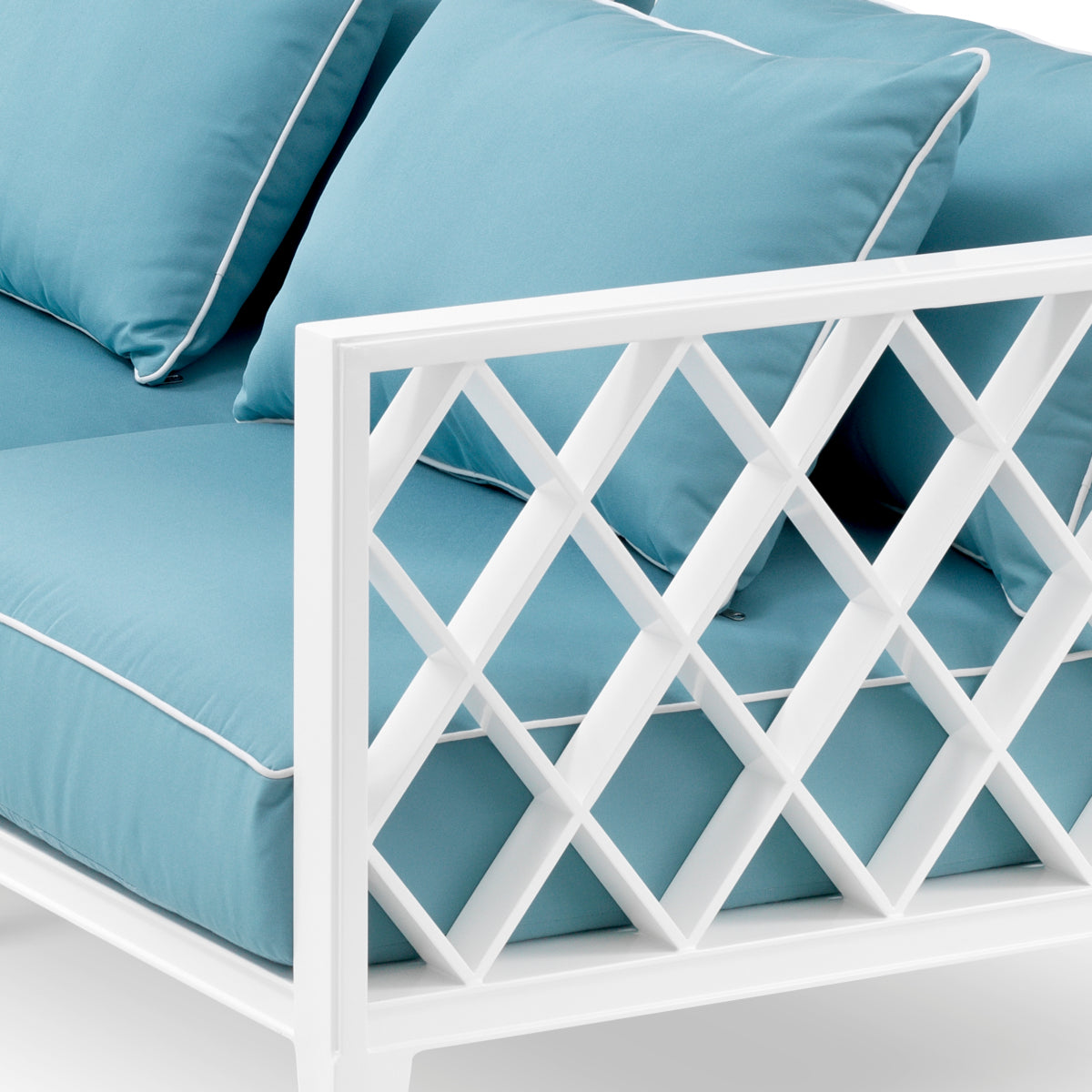 Canapea de exterior Ocean Club L, alb, Sunbrella mineral albastru