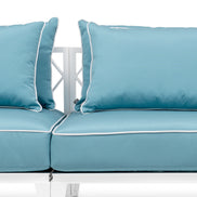 Canapea de exterior Ocean Club L, alb, Sunbrella mineral albastru