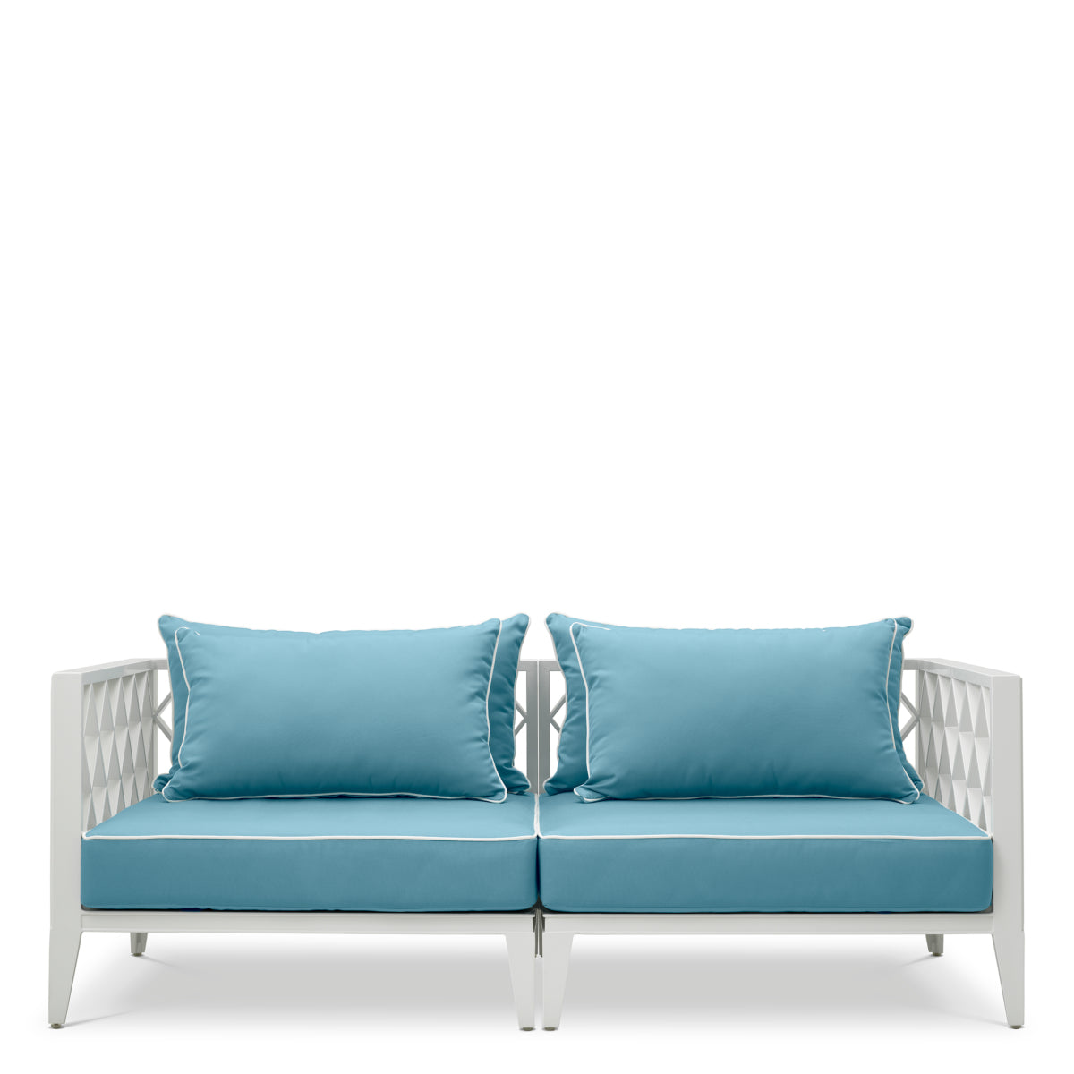 Canapea de exterior Ocean Club S, alb, Sunbrella mineral albastru