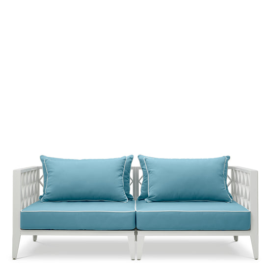 Canapea de exterior Ocean Club S, alb, Sunbrella mineral albastru