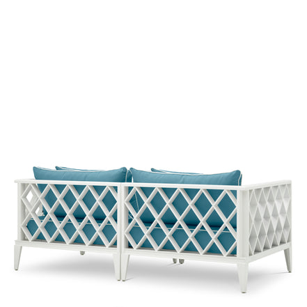 Canapea de exterior Ocean Club S, alb, Sunbrella mineral albastru