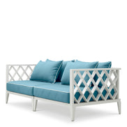 Canapea de exterior Ocean Club S, alb, Sunbrella mineral albastru