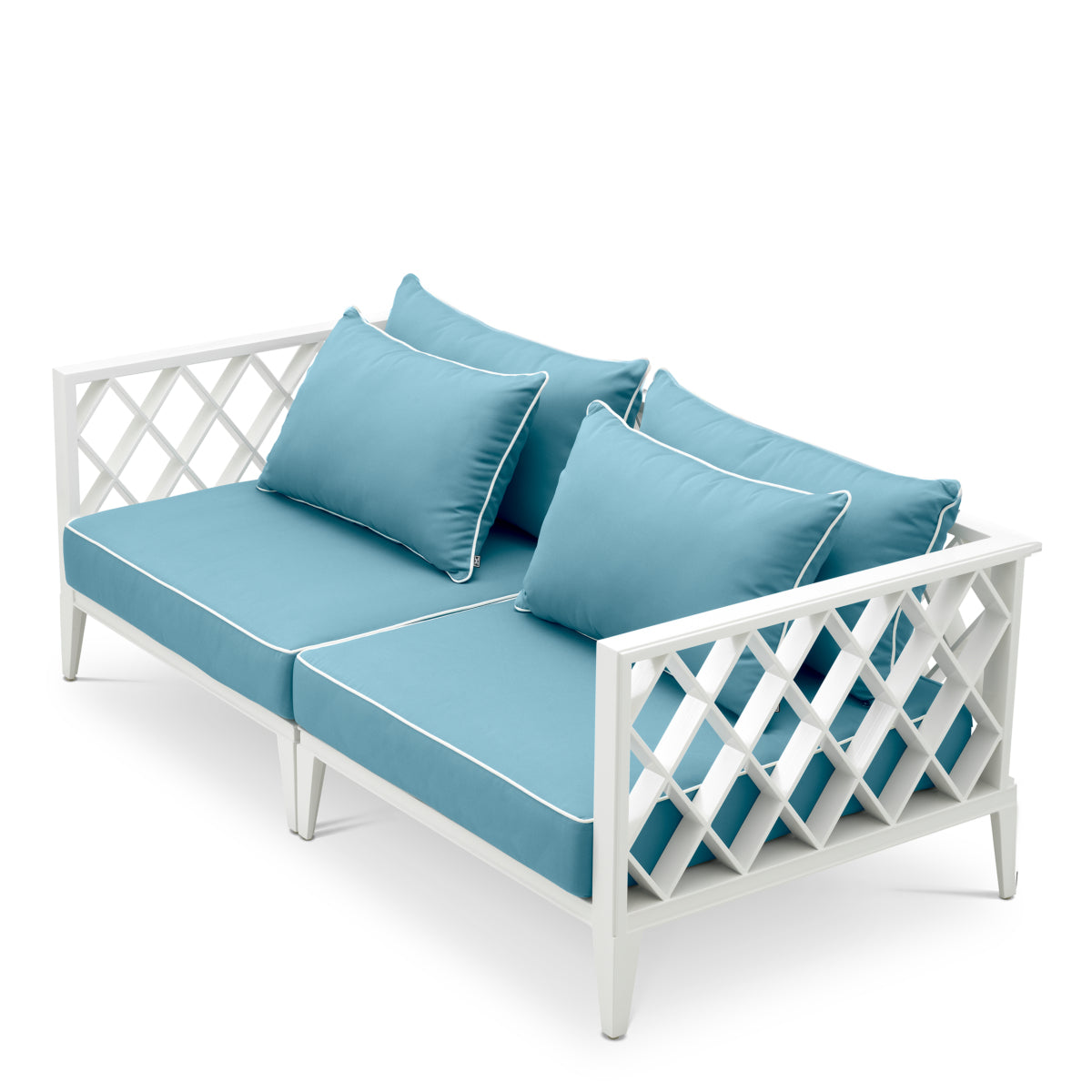 Canapea de exterior Ocean Club S, alb, Sunbrella mineral albastru