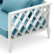 Canapea de exterior Ocean Club S, alb, Sunbrella mineral albastru