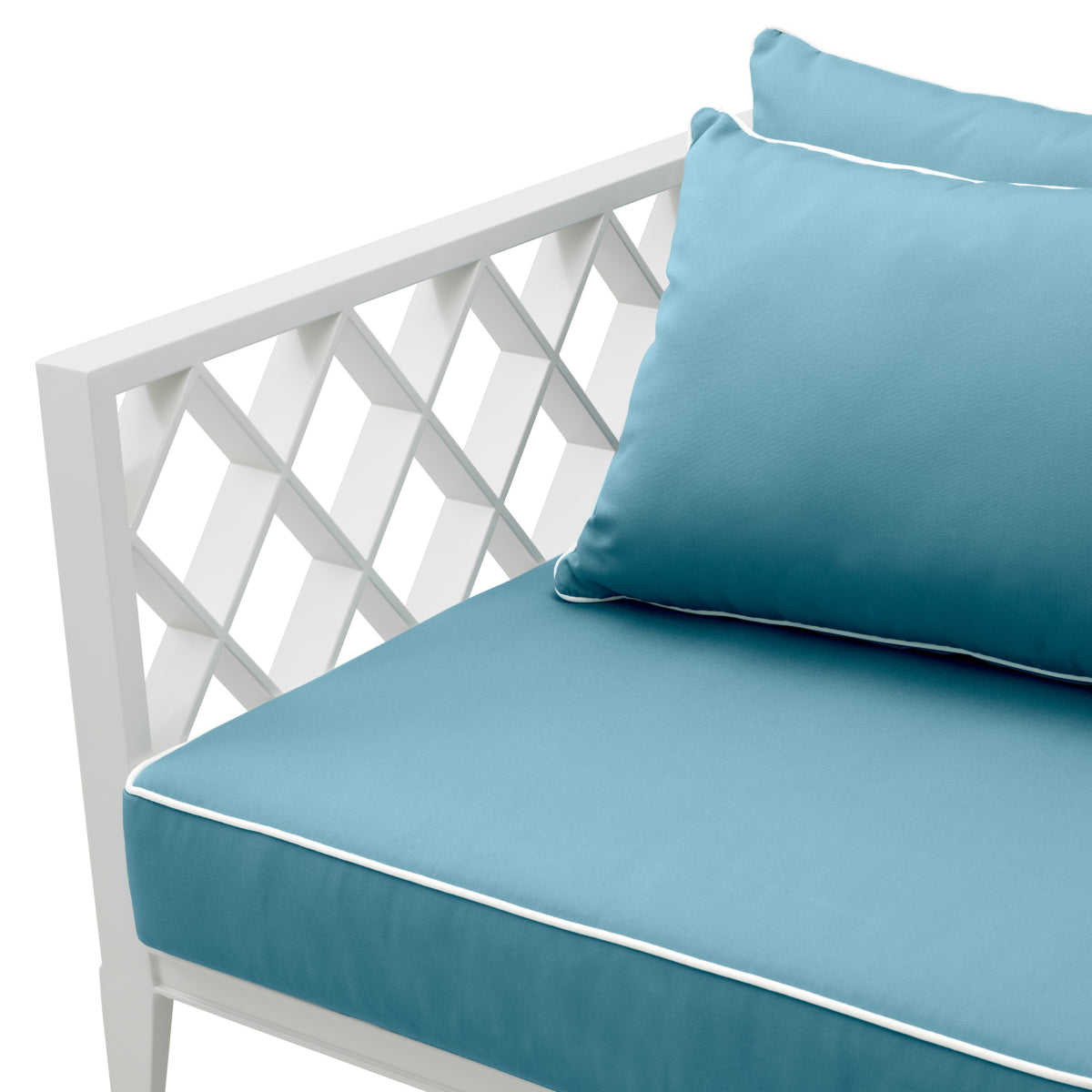 Canapea de exterior Ocean Club S, alb, Sunbrella mineral albastru