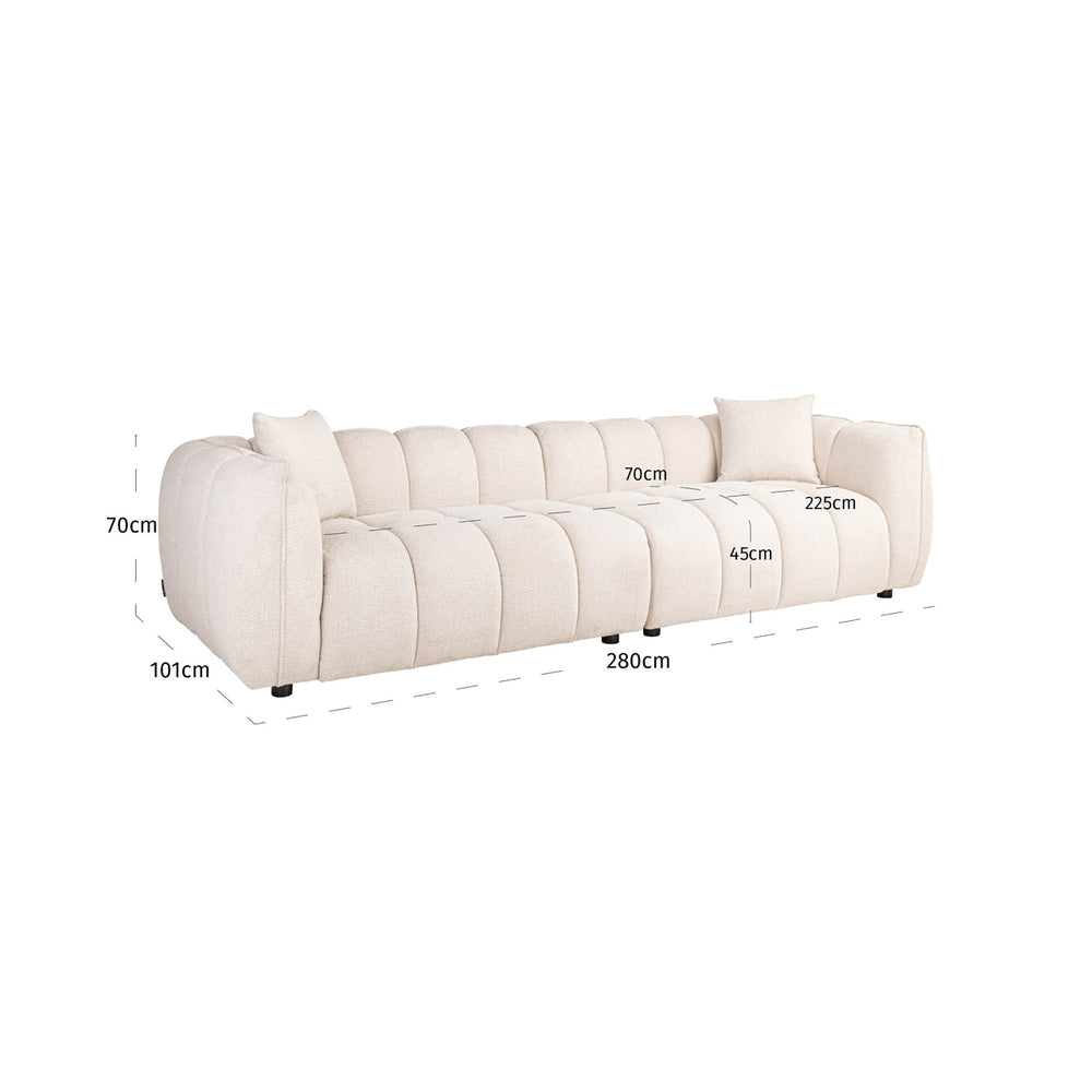 Canapea Jezebel, fancy crem – desen tehnic cu dimensiuni