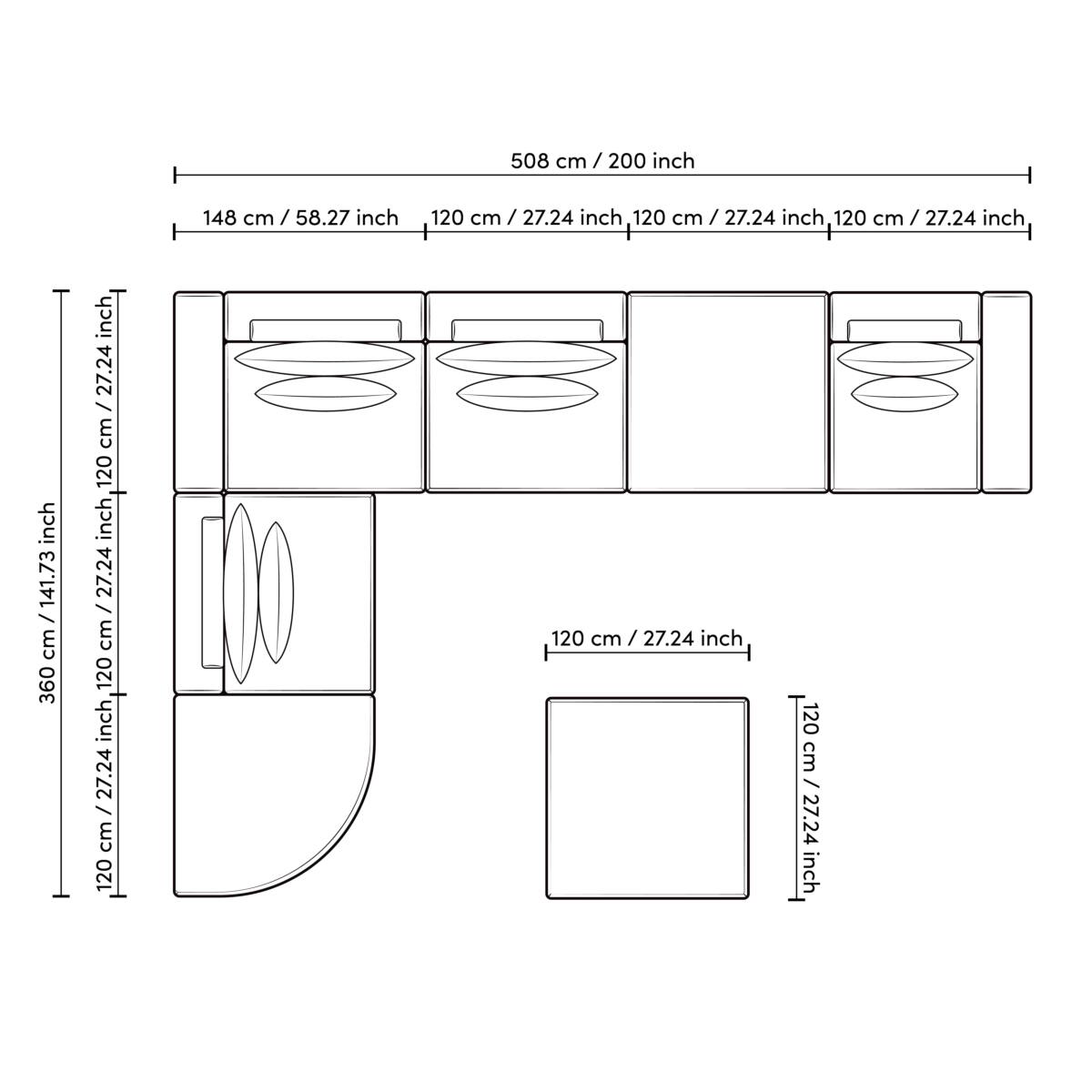 Canapea modulară Lounge Club montier gri deschis – colț S dreapta